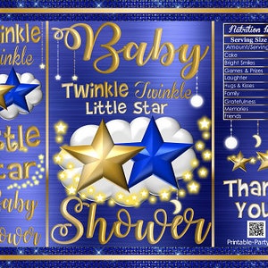 Printable Potato Chip Bags | Blue Gold Twinkle Twinkle Little Star | Nursery Rhyme Baby Shower Favors
