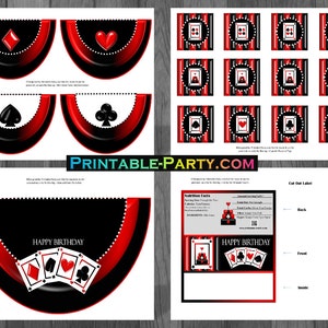 Printable Casino Night Cards Birthday Party Supplies - Etsy