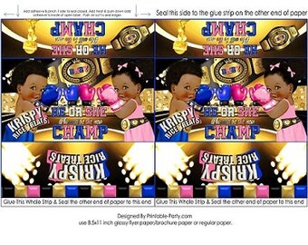 Etiquetas de regalo de arroz imprimibles / Boxer Boxing Champ Deportes Género Revelar Baby Shower Boy Girl He She Blue Gold Pink / Descarga instantánea