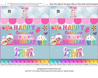 Printable Krispy Rice Treat Labels | Candyland Candy Land Shop Lollipop  | Instant Download