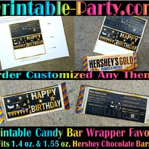 Print & Ship or Printable PDF Personalized Candy Bar Wrapper Labels | Custom Printable Birthday Baby Shower Favor Chocolate Bars