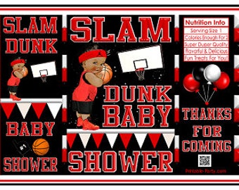 Printable Chip Bags |  Instant Download Favor Bags | Ethnic African Amercian | Basketball Slam Dunk Baby Shower