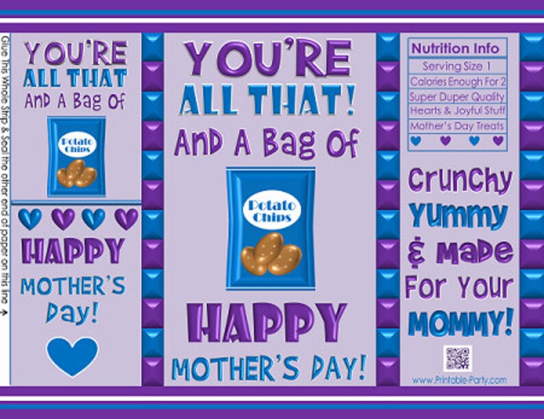 Printable Mother's Day Treat Candy Bags Mother's Day Etsy