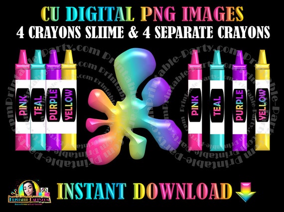 Crayons Slime Digital Download PNG Clipart Graphics Commercial Use OK Il_570xn