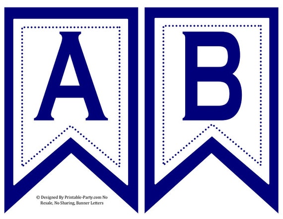5x8 Inch Swallowtail Navy Blue Printable Banner Letters Il_570xn