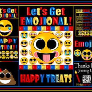 Printable Chip Bags | Potato Chip Bags | Emoji Theme | Birthday Treat Favor Bags