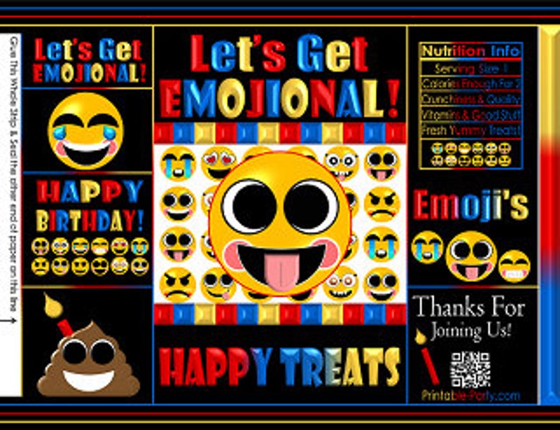 Printable Chip Bags Potato Chip Bags Emoji Theme Etsy