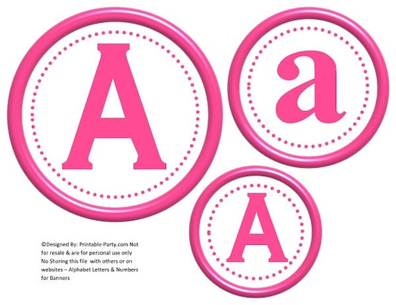 6 inch circle hot pink printable banner letters etsy hong kong
