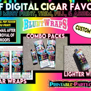 Custom Cigar Party Labels Wrappers | Digital PDF or Print and Ship Service | Birthday | Baby Shower |  Wedding | Events | Business | Gifts