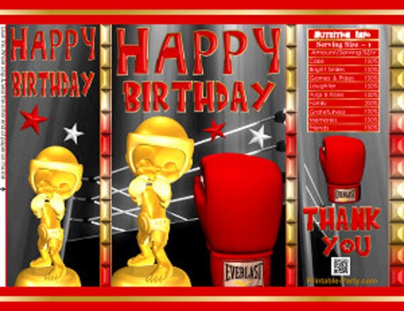Printable Potato Chip Bags | Boxing Ring Little Boxer Sports Birthday Red Gold | Party Favors Il_570xn