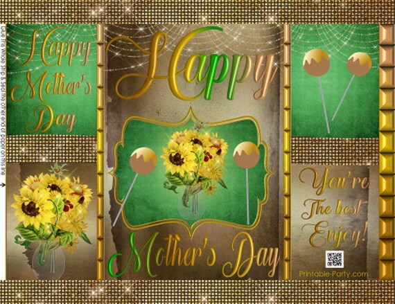 Printable Potato Chip Bags | Mothers Day Flowers Gift Wrapper Label | Yellow Brown Il_570xn