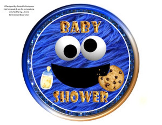 8 Inch Circle Printable PDF Instant Download Charger Plate Insert Center Piece | Cookies and Milk Monster Blue Baby Shower Il_570xn