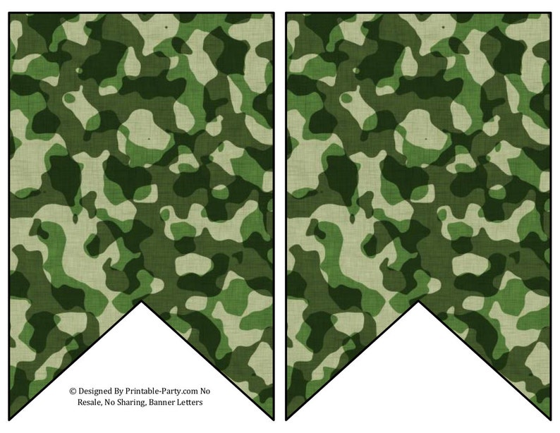 5x8 Inch Swallowtail Green Camouflage Printable Banner Letters - Etsy