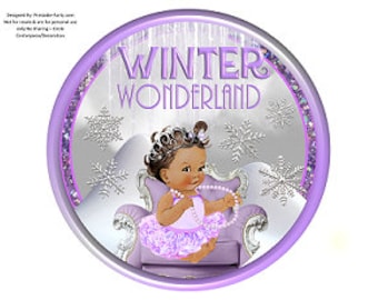 8 Inch Circle Printable PDF Instant Download Charger Plate Insert | CenterPiece | Winter Wonderland Snow African Purple Lavender SIlver