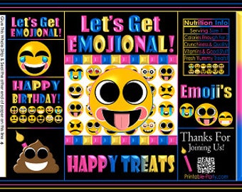 Printable Chip Bags | Potato Chip Bags | Emoji Girl Theme | Birthday Treat Favor Bags