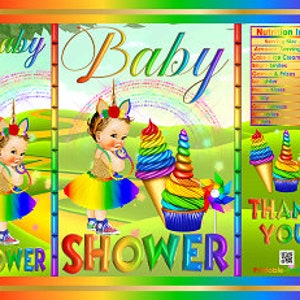 Printable Chip Bags | Unicorn Rainbow Gold Tutu Baby Shower | Instant Download