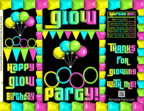 Printable Chip Bags | Treat Favor Bags | Glow In The Dark Theme | Birthday Il_570xn