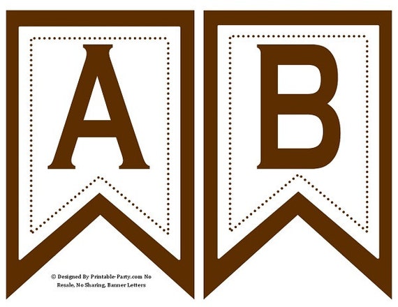 5x8 inch swallowtail brown printable banner letters etsy