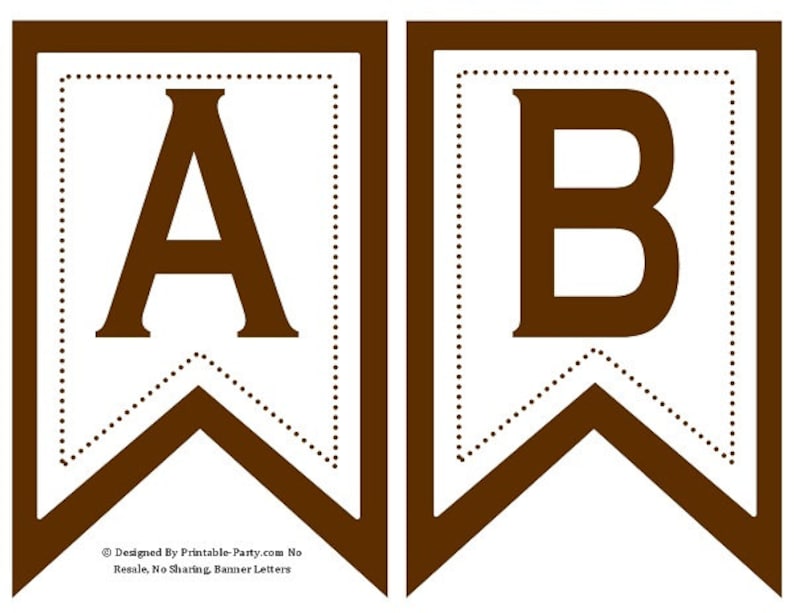 5x8 inch swallowtail brown printable banner letters etsy
