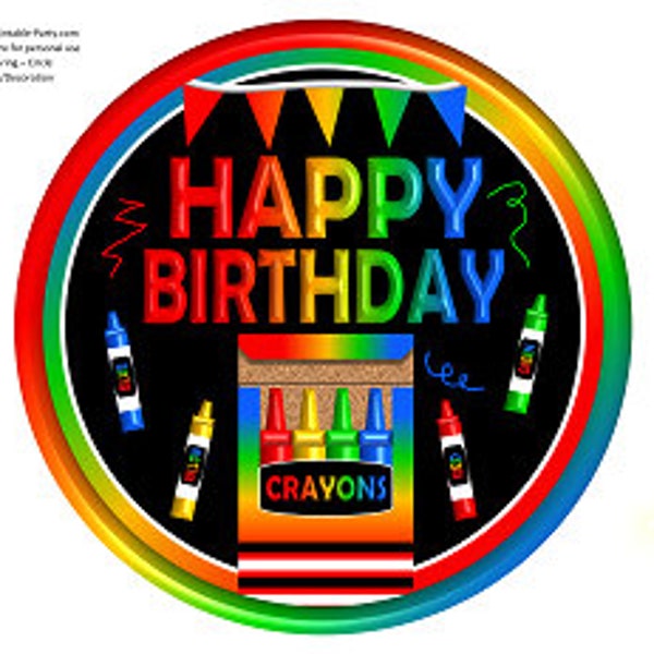 8 Inch Circle Printable PDF Instant Download Charger Plate Insert | Center Piece | Crayon Box Coloring Book Art Birthday