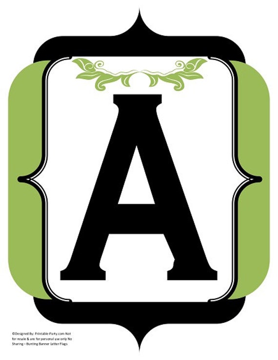 8x10 inch fancy olive green black printable banner letters etsy australia