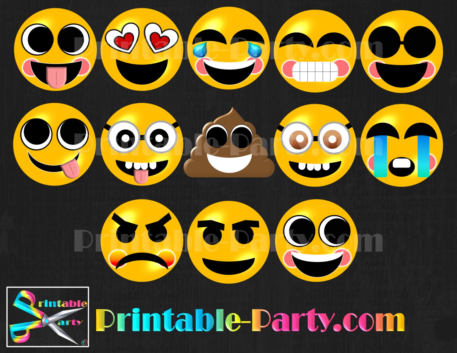 Emoji Smily Face Digital Clipart Graphics Commercial Use OK - Etsy