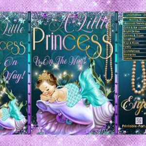 Printable Potato Chip Bags | Mermaid Princess Under Sea Jeweled Pearls Baby Shower |  Gold Teal Purple Turquoise Favor Bags