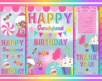 Printable Chip Bags | Candy Land Shop Party Theme | Candyland Birthday | Rainbow Printable Instant Download Favors