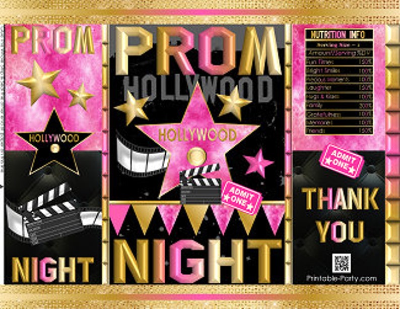 Printable Potato Chip Bags Hollywood Prom Night Graduation Etsy