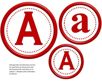 6 Inch Circle Dark Red Printable Banner Letters