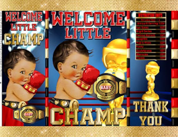 Printable Potato Chip Bags | Boxing Ring Little Champ Boxer Sports Baby Shower Red Black Blue Gold | Party Favors Il_570xn