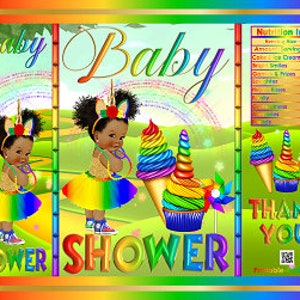Printable Chip Bags | Unicorn Rainbow Gold African Baby Shower | Instant Download