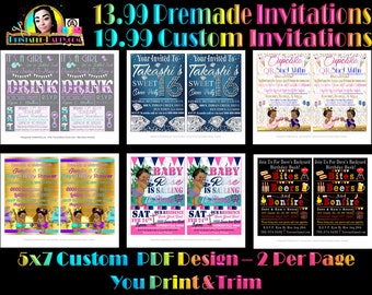 Custom Party Invitations | Birthday Party Invites | Baby Shower | All Themes