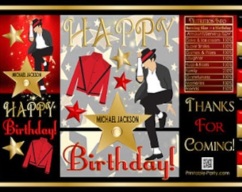 Printable Chip Bags Favors Inspiriert von M.J. VIP Lights Camera Action