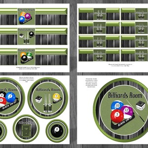 Billiards Room Birthday Theme Printable Party Supplies - Etsy