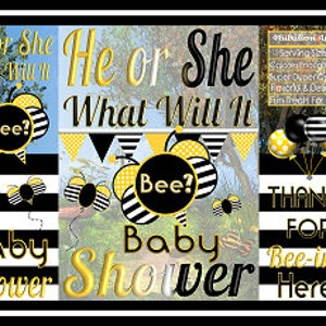 Printable Potato Chip Bags He or She Gender Reveal Bee Baby Shower Theme Instant Download image 1