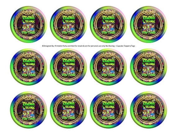 Printable Circle Tags 2 inch Cupcake Toppers | Fresh Prince Hip Hop 90's Throwback African Ethninc Boy Baby Shower | Green Blue Gold Il_570xn
