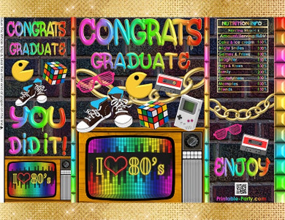 Printable Potato Chip Bags | Throwback Retro I Love The 80's Prom Graduation | Party Favors Il_570xn