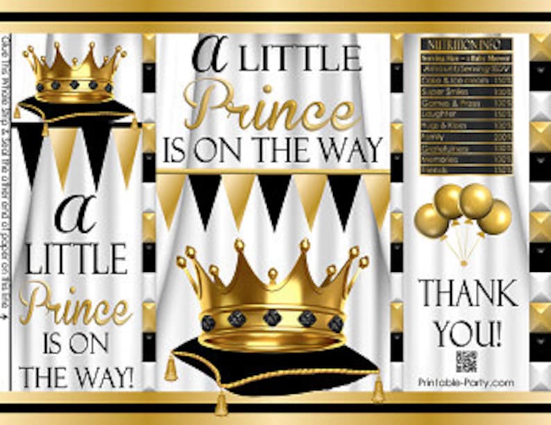 Printable Potato Chip Bags Boy Royal Prince Baby Shower Etsy