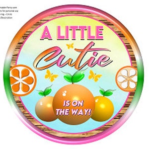 8 Inch Circle Printable PDF Charger Plate Insert CenterPiece | Orange Cutie Fruit Tangerine Clementine Citrus Girl  Baby Shower