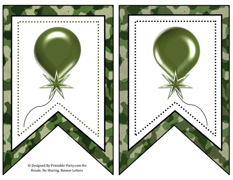 5x8 inch swallowtail green camouflage printable banner