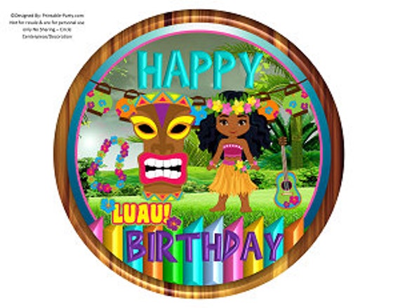 8 Inch Circle Printable PDF Instant Download Charger Plate Insert Center Piece | Hawaiian Luau Tropical Tiki African Pink Blue Green Yellow Il_570xn
