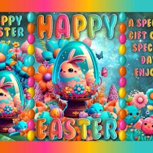 Ovos de coelhinho da Páscoa feliz para impressão Doces Sacos de embrulho para presente Flor de frango Floral Azul Teal Laranja Amarelo Rosa | Etiqueta de saco de batata frita