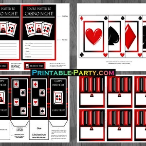 Printable Casino Night Cards Birthday Party Supplies - Etsy