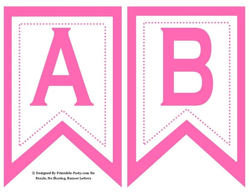 5x8 Inch Swallowtail Pink Printable Banner Letters Alphabets Etsy