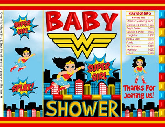 Printable Potato Chip Bags | Super Girl Hero Theme Baby Shower Party Favors Il_570xn