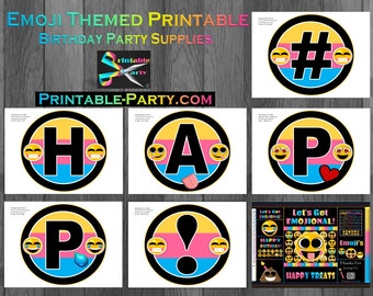 Printable Emoji Birthday Party Decorations and Theme Supplies