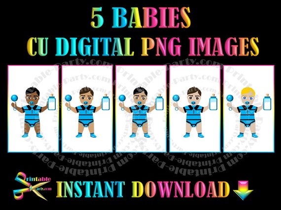 African Baby Boy Royal Prince Blue Black Digital Download PNG Clipart Graphics Commercial Use OK Il_570xn