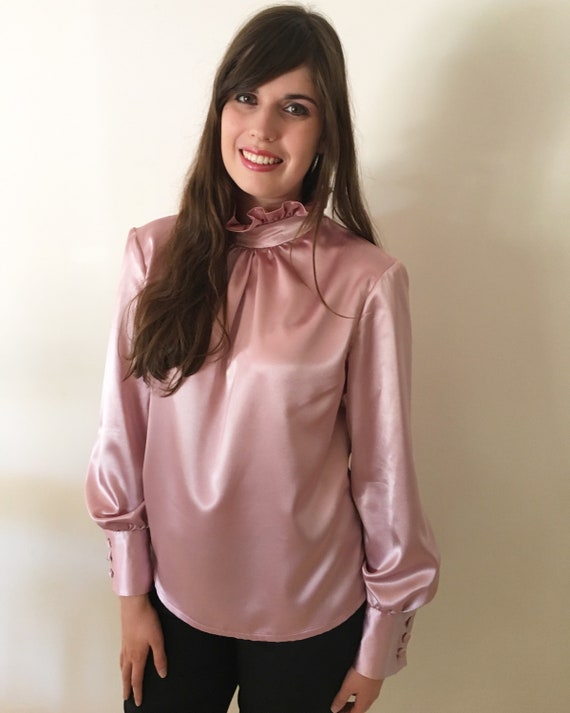 Dusty Pink Satin Blouse | Etsy