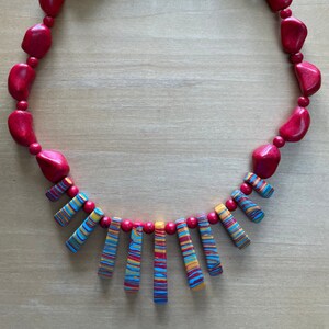 Rainbow Resin Stick Beads with Red Wavy Acrylic Beads